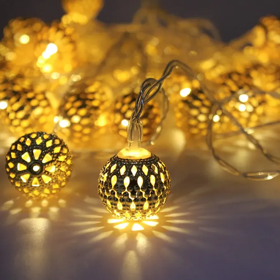 Golden Metal Ball Fairy Light, Metal Ball String Light - Fairy lights 20pcs string lights Party Wedding Decoration